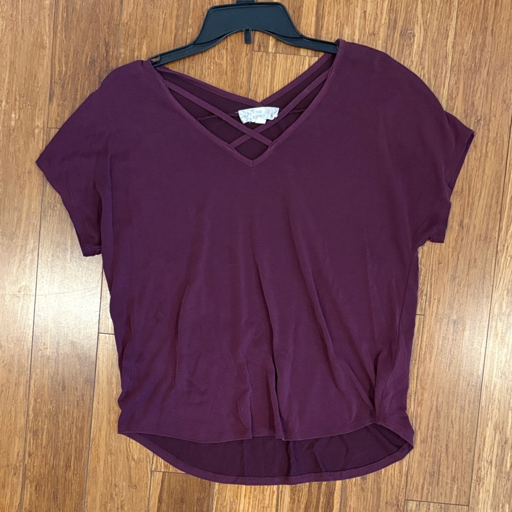 Women's Purple V-Neck Top